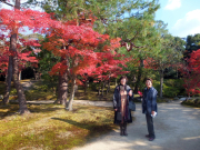 依水園　後園　紅葉と友